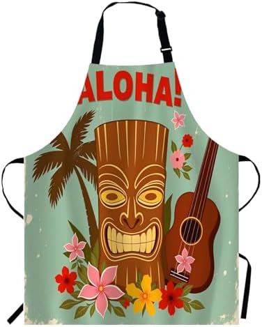 WONDERTIFY Hawaiian Style Apron, Seaside Palm Trees and Beautiful Flowers Bib by WONDERTIFY