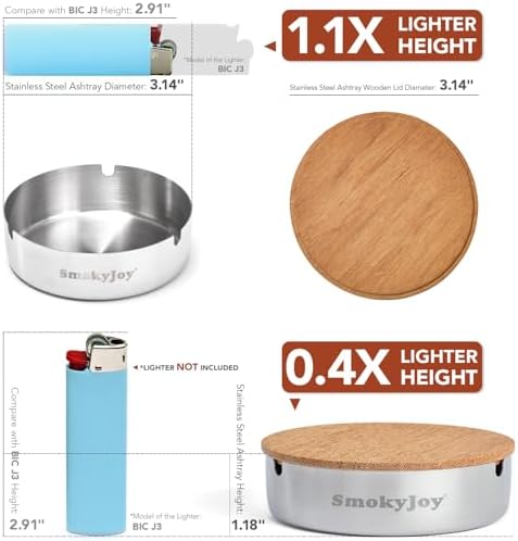 Outdoor Ashtray with Lid, 2 Pack Stainless Steel Ash Tray - Image 7
