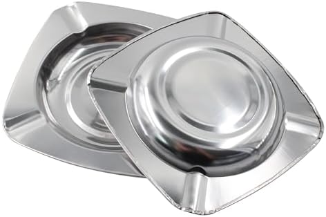 Lilaly 10-Pack Square Stainless Steel Ashtray Set - Image 3