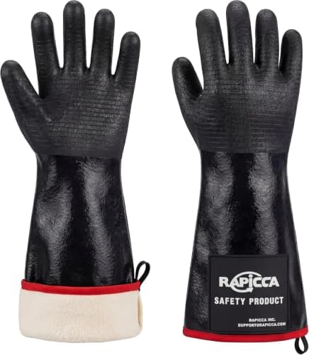 RAPICCA BBQ Grill Gloves, 932°F Heat Resistant Neoprene, 14 in M by RAPICCA