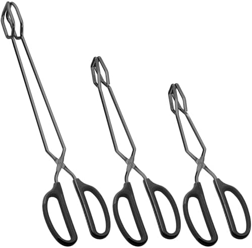 HINMAY 10" 12" 16" Stainless Steel Kitchen Scissor Tongs Set by HINMAY
