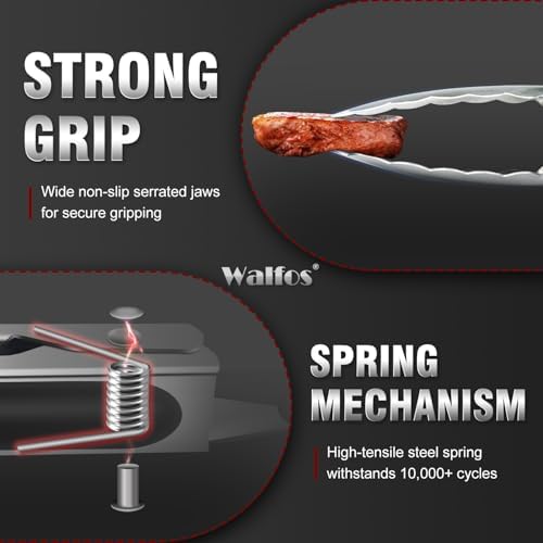Walfos 17 Inch Extra Long Grill Tongs, Ultimate Stainless Steel BBQ Tongs - Image 5