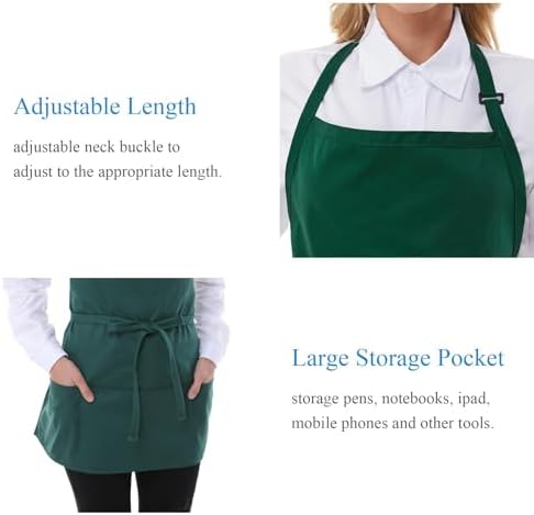 Chef Aprons for Women with 3 Pockets, Kitchen Work Apron for Cooking, Cotton - Image 4