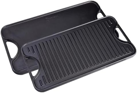 Victoria Rectangular Cast Iron Griddle. Double Burner Griddle, Reversible by VictoriaCastIron