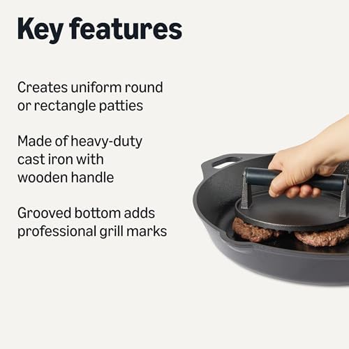 Amazon Basics Smash Burger Press, Cast Iron Bacon Press - Image 2