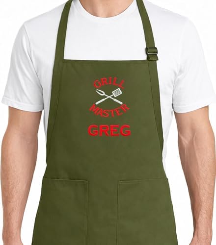 Personalized BBQ Apron with Name – Custom Embroidered Grill Apron by PLACE4PRINT