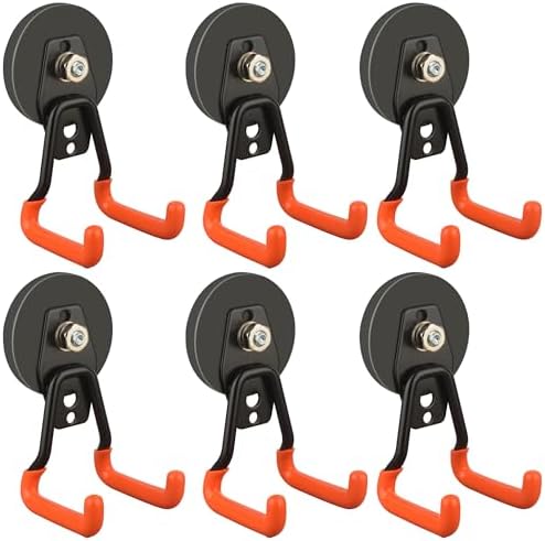 ULIBERMAGNET Pro-Mag Upgraded Heavy Duty Magnetic Garage Hooks, 6 Pack Strong by ULIBERMAGNET