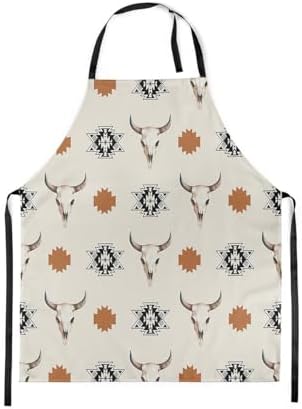 jejeloiu Western Aztec Apron for Women Men 26"x31" Southwestern Chef Cooking by jejeloiu