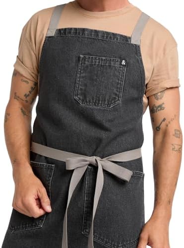hedley & bennett Crossback Chef Apron, Pockets & Towel Loop, Oyster Gray by hedleybennett