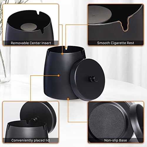Solid Ashtray with Lid Smell Proof, Smokeless Ashtray - Image 4