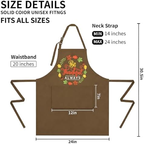 Thanksgiving Apron for Women & Men, Be Thankful Always Fall Kitchen Apron - Image 2