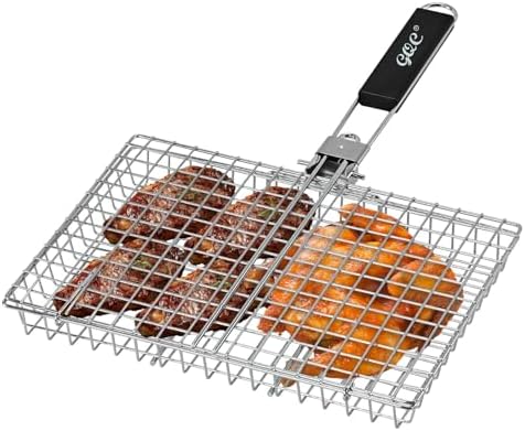 Portable BBQ Grill Basket, Fish Grill Baskets, Folding Portable Fish Grilling by GQC