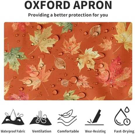 Fall Maple Leaf Apron for Women and Men Waterproof Kitchen Aprons - Image 5