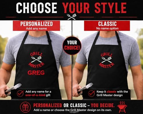 Personalized BBQ Apron with Name – Custom Embroidered Grill Apron - Image 2