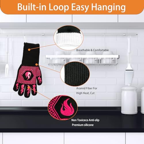 BBQ Gloves 1472F Heat Resistant Non-Slip Silicone - Image 3