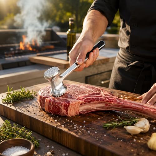Restaurantware Met Lux Meat Tenderizer, 1 Double-Sided Meat Mallet - Image 3
