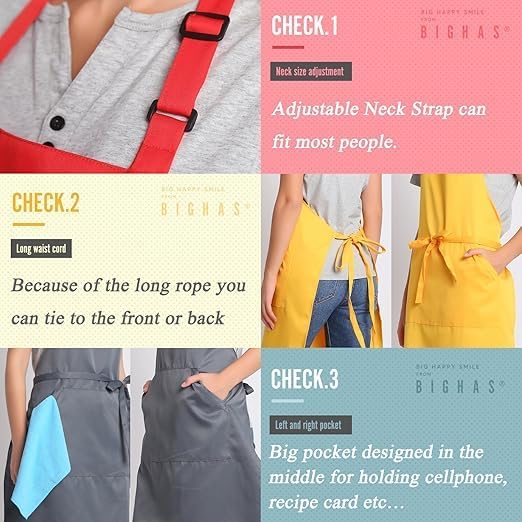 BIGHAS Adjustable Bib Apron - Image 4