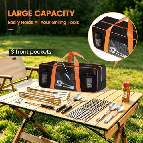 Grill Tool Storage Bag for Outdoor Barbecue, 24 in, Mesh Bag - Image 4
