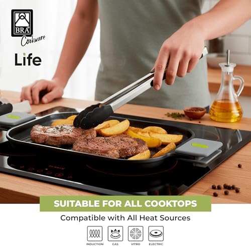 BRA COOKWARE Life Ceramic Nonstick Grill | 12.6x9.4 Inches Aluminum Griddle - Image 5