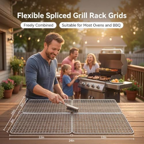 24 PCS 12 "x 8" Disposable Grill Rack Grids, BBQ Roasting Rack - Image 3
