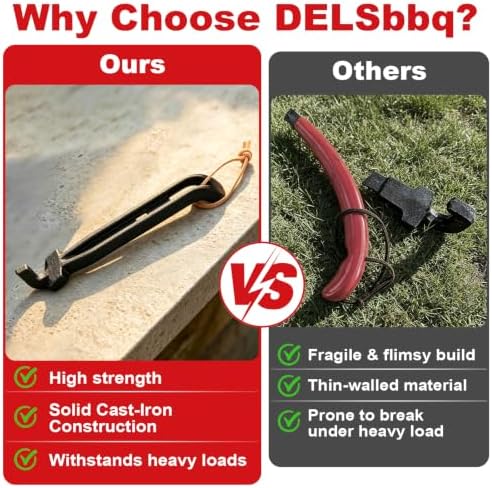 DELSbbq Cast Iron Universal Grill Grate Lifter 2-Pack - Image 6