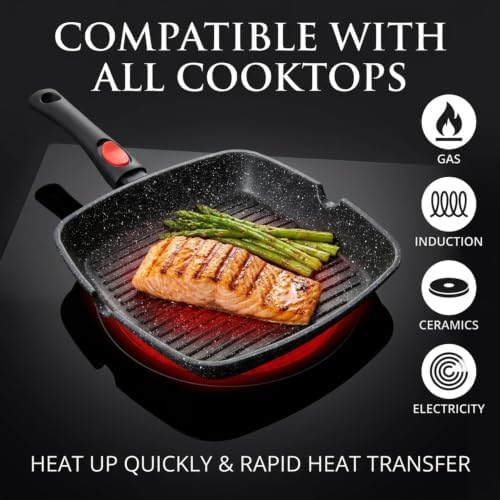 Moss & Stone Grill Pan for Indoor Cooking 11Inch Nonstick Square Grill Pan - Image 4