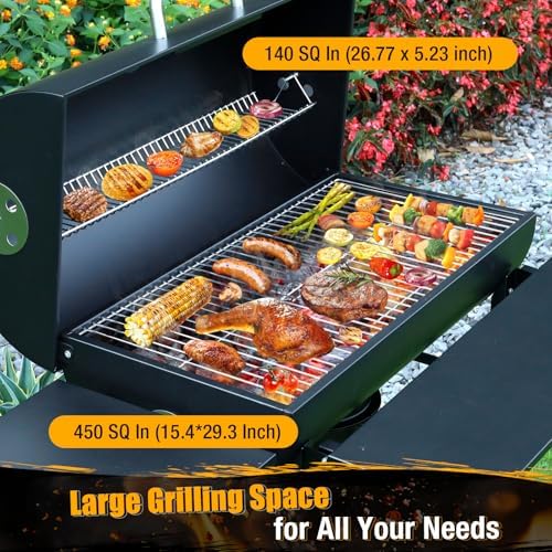 Charcoal BBQ Grills Outdoor: Spacious Barrel Barbecue Grill - Image 3