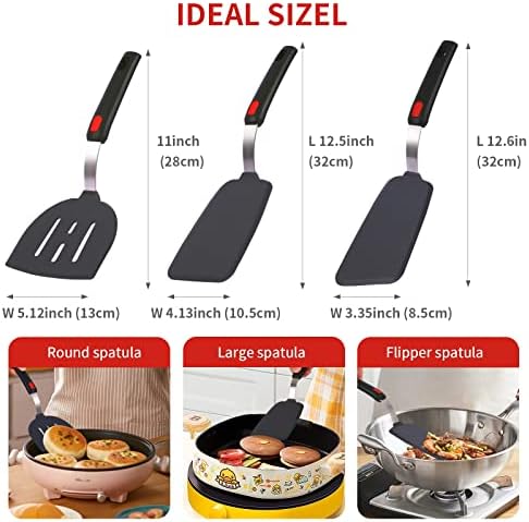 Silicone Spatula Turner Set Large And Thin Flipper Spatulas Heat Resistant 600 - Image 6