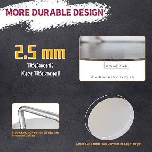 Smash Burger Press, 8.5 Inch Stainless Steel Hamburger Press, 2.5mm Thick - Image 2