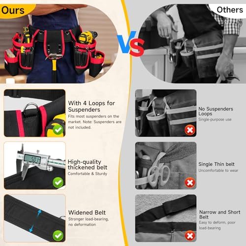 Tool Belt with 4 D-Rings, 27-Pockets Tool Belts - Image 3