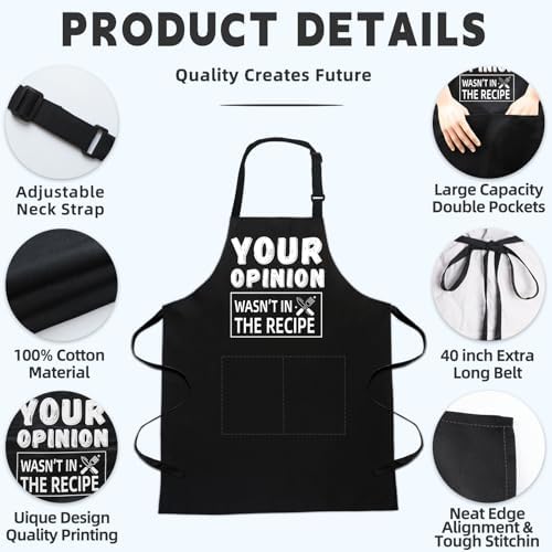 Bluegogo Funny Aprons for Men, BBQ Chef Apron Funny Gifts for Men Birthday - Image 2