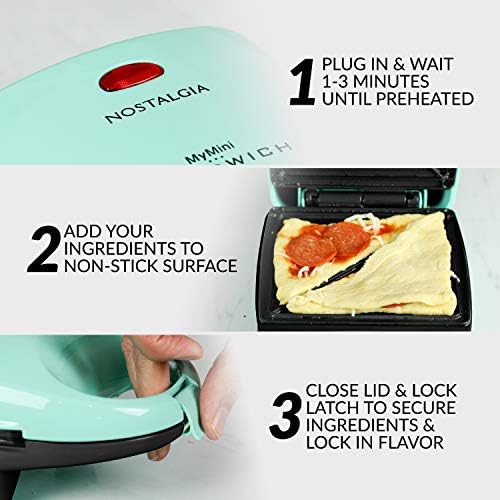 Nostalgia MyMini Personal Sandwich Maker, Nonstick Panini Press, Pizza Pockets - Image 4