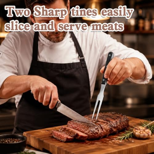 Meat Cooking Fork, 10.8 Inch Heavy Duty Two Prong Meats Forks Stainless Steel - Image 5