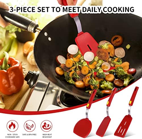 Silicone Spatula Turner Heat Resistant 600°F 3 Piece Set Non Scratch Flexible - Image 4