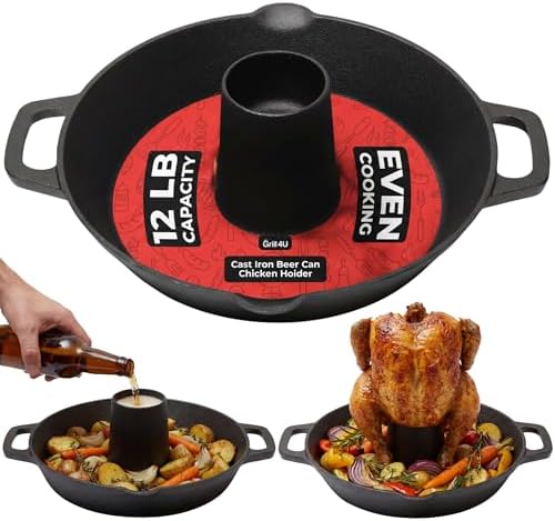 Cast Iron Vertical Chicken Roaster by Grill4U