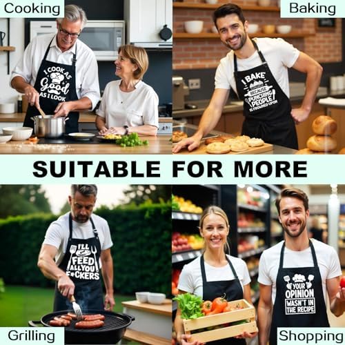 Funny Aprons for Women Men, Adjustable Black Grilling Cooking Baking Apron - Image 6