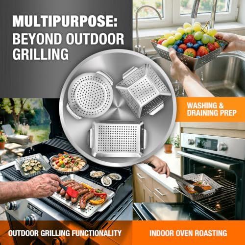 3 Piece Stainless Steel Grill Basket Set - Image 7