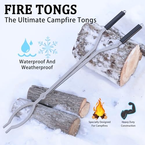 40in Fire Tongs For Fire Pit Outdoor Stainless Steel - Image 5