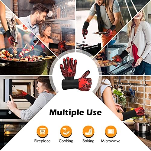 BBQ Gloves, 1472°F Heat Resistant Gloves Fireproof Mitts, Grilling Gloves - Image 6