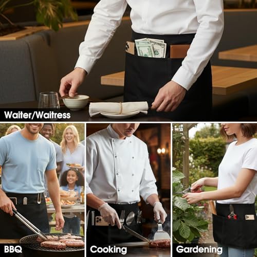 BOHARERS Cotton Server Aprons 2 Pack Waiter Waitress Apron Short Apron - Image 5