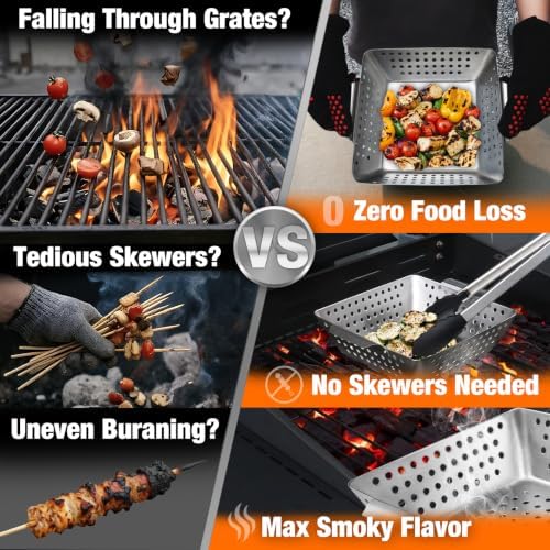 3 Piece Stainless Steel Grill Basket Set - Image 5