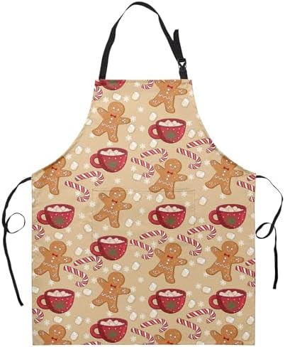 Christmas Apron with Pocket Gingerbread Men and Candy Cane Aprons with Long by Dacawin