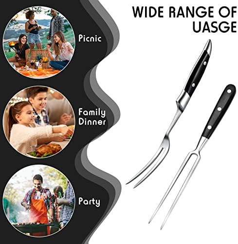 Chengu 2 Pack 12'' Meat Carving Fork Set Straight and Curved Two Prong Fork - Image 7