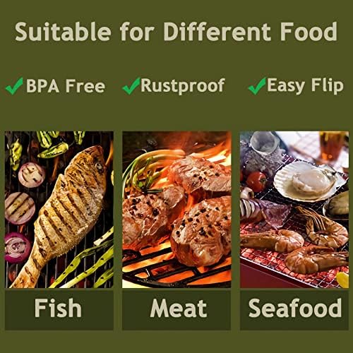Fish Grilling Basket, BBQ Stainless Steel Barbecue Basket, Foldable Handle - Image 4