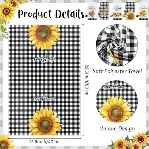 R HORSE 5Pcs Funny Sunflower Kitchen Towels Dish Towel Baking Lover Gift - Image 3