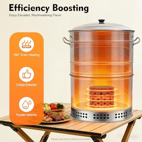 Charcoal Outdoor Barbecue Grill, Stainless Steel Barrel Charcoal Grills - Image 3