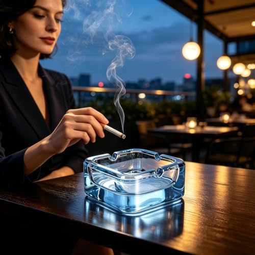 Glass Ashtray, Square Crystal Ash Tray - Image 6
