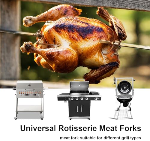 2Pcs Heavy Duty Stainless Steel BBQ Rotisserie Forks - Image 5