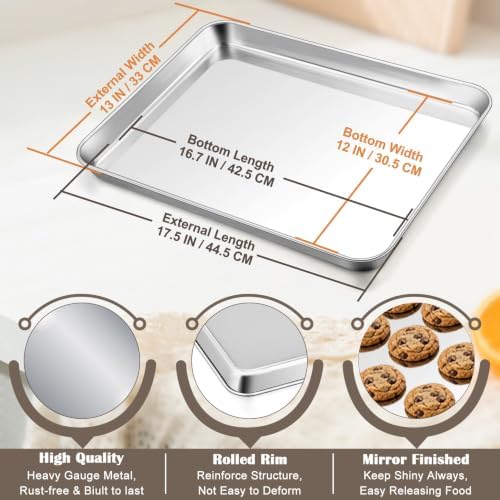 17.5" Baking Sheet Pan, Joyfair Stainless Steel Toaster Oven Trays - Image 2