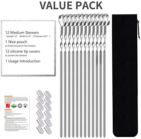 Skewers for Kabobs, Reusable Grill Shish BBQ Barbecue Sticks for Meat Chicken - Image 6